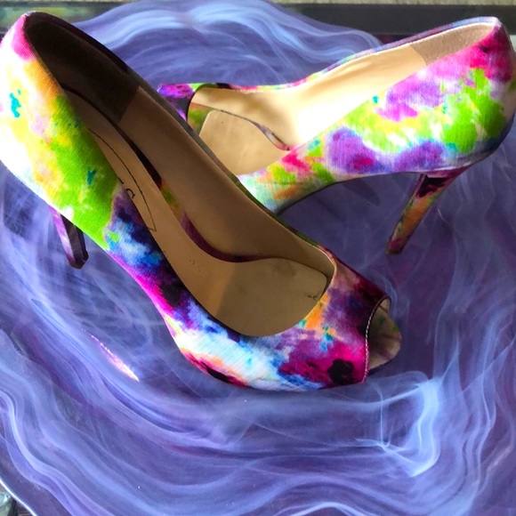 GUESS PATCHES STILETTO PEEP TOE PLATFORM PUMPS • sz 6.5M - Picture 3 of 17